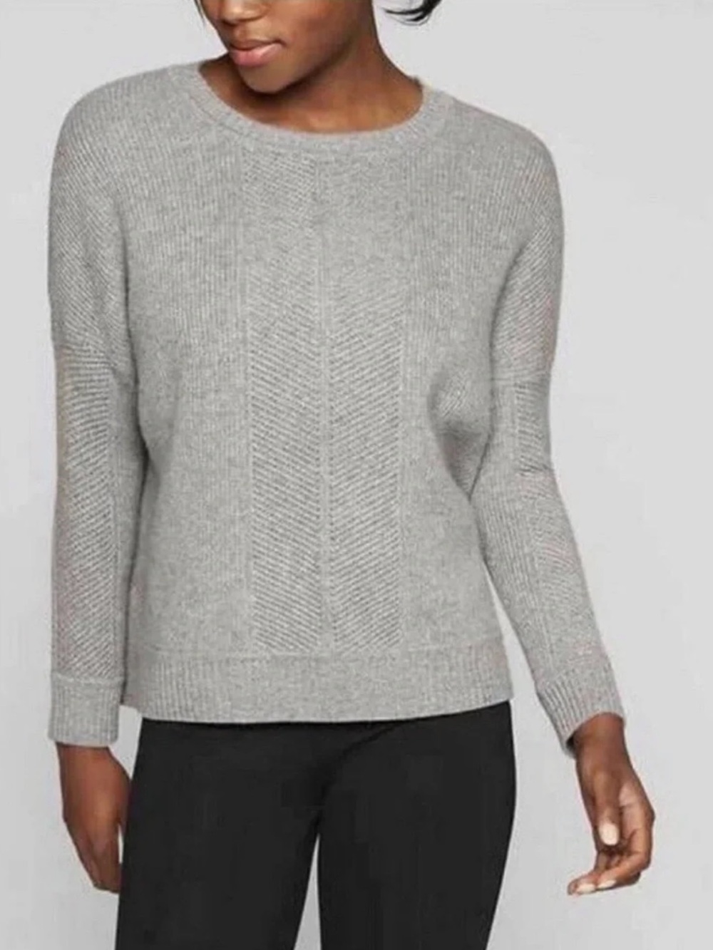 Athleta Wool Cashmere Habitat Pullover Crewneck Sweater Small Gray Relaxed Fit